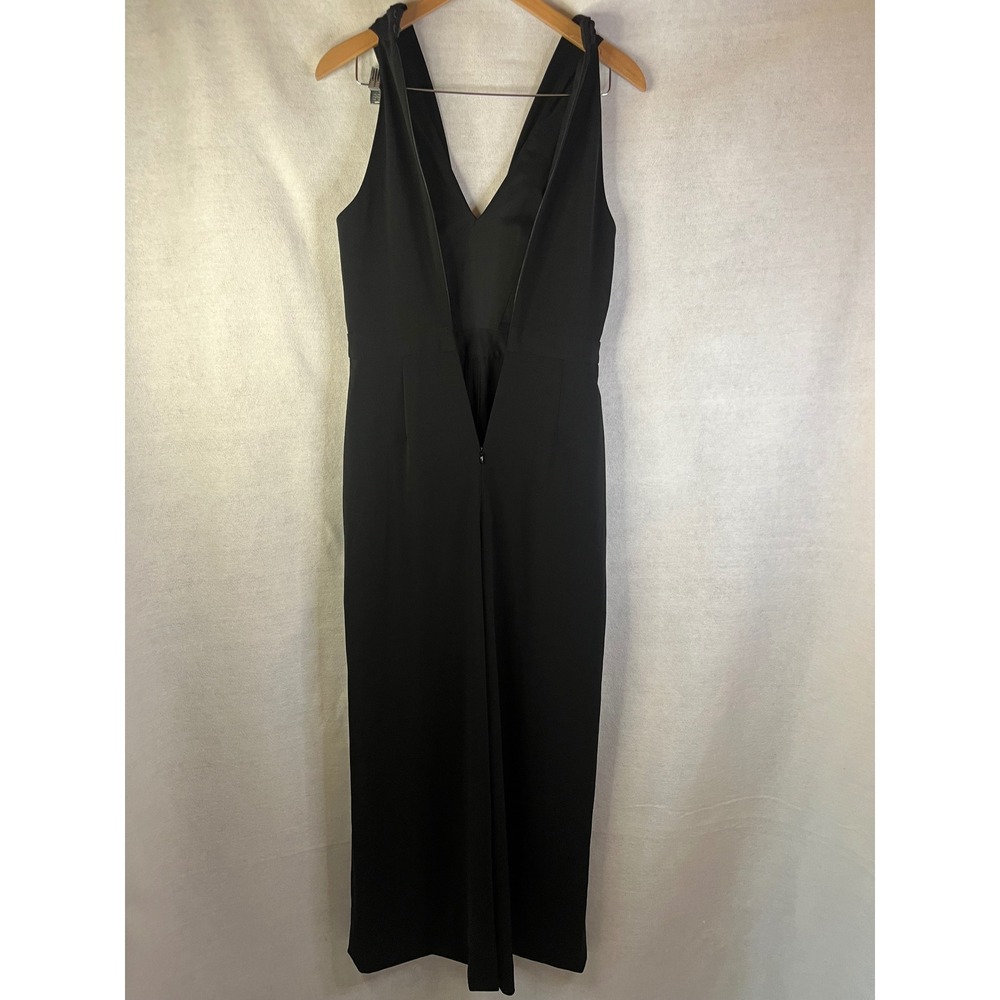 Lauren Ralph Lauren black sleeveless jumpsuit Sz 2 deep v-neckline flowing pants - Picture 6 of 8